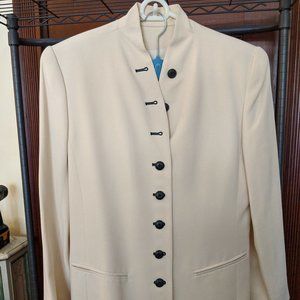 Cream Gabardine Military Pant Suit sz 10